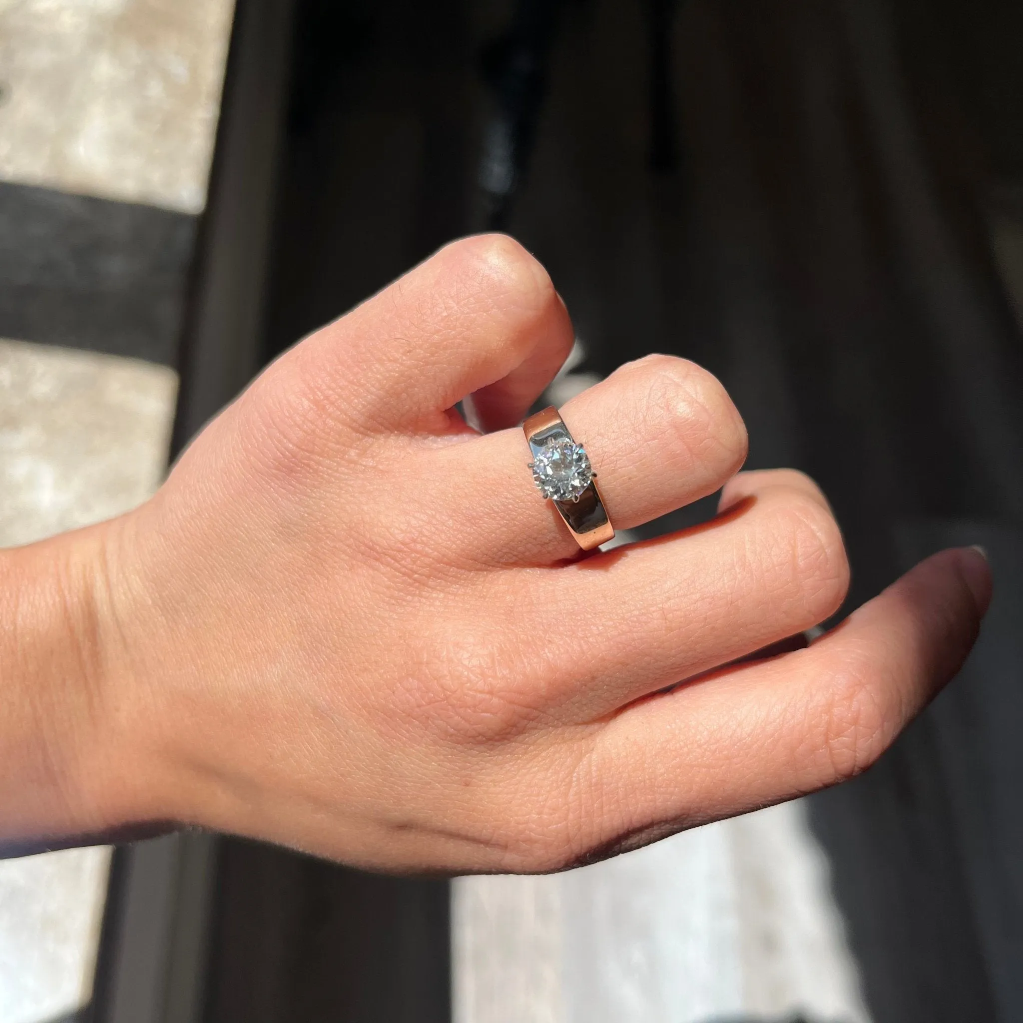 1.14ct Vintage Old European Cut Diamond Solitaire