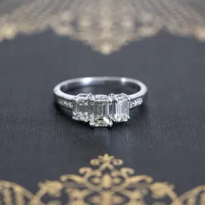 1.15ctw Emerald Cut Diamond Trilogy Ring