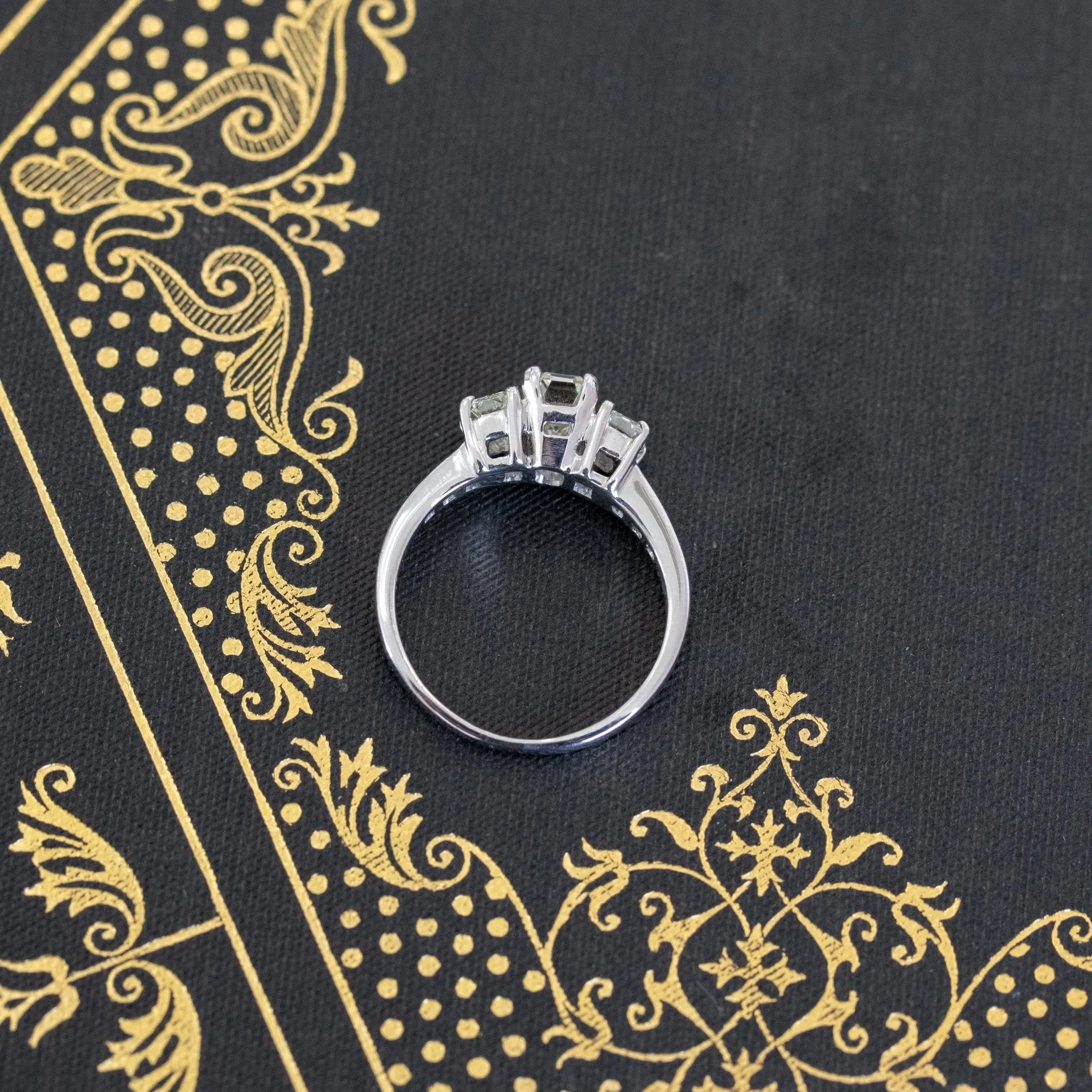 1.15ctw Emerald Cut Diamond Trilogy Ring