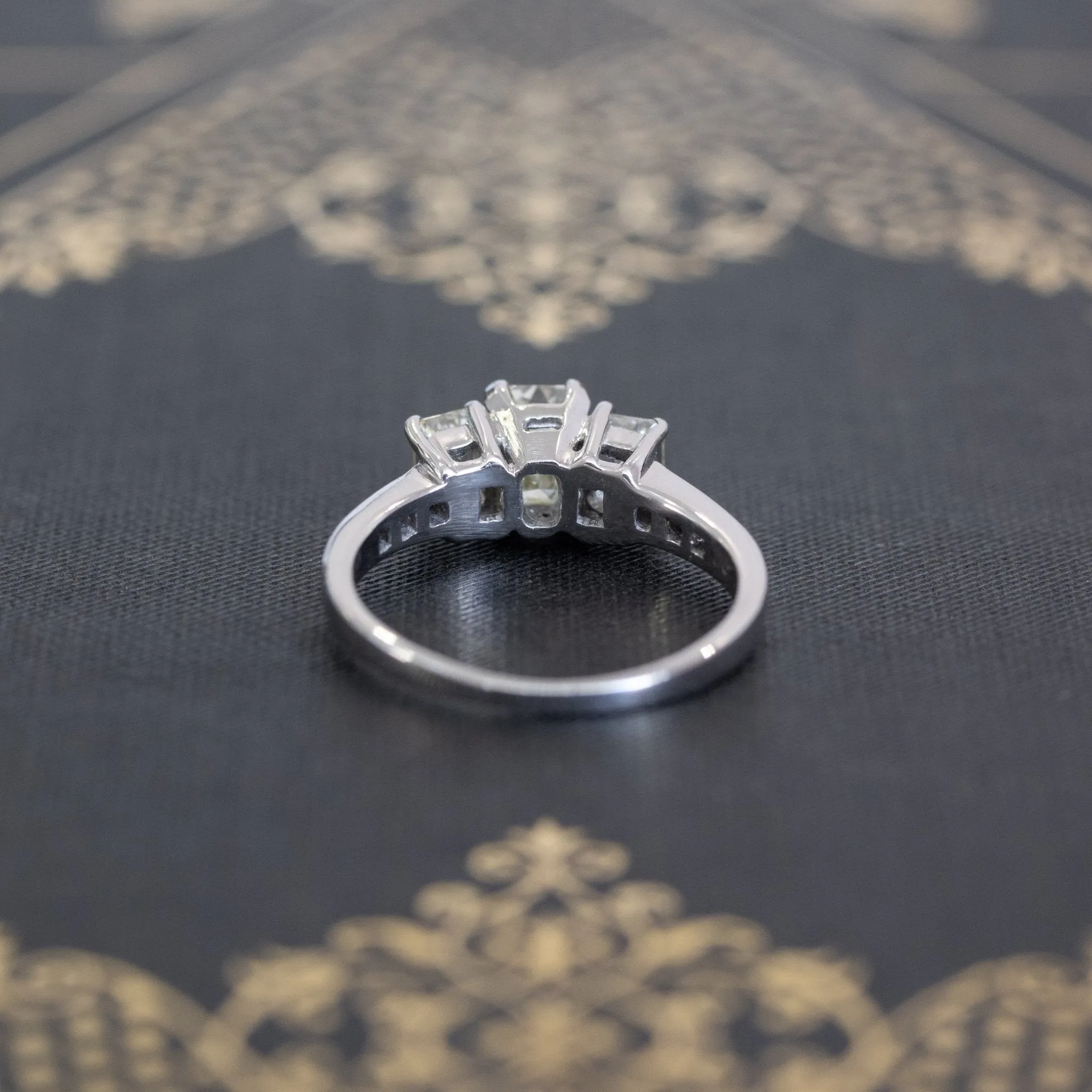 1.15ctw Emerald Cut Diamond Trilogy Ring