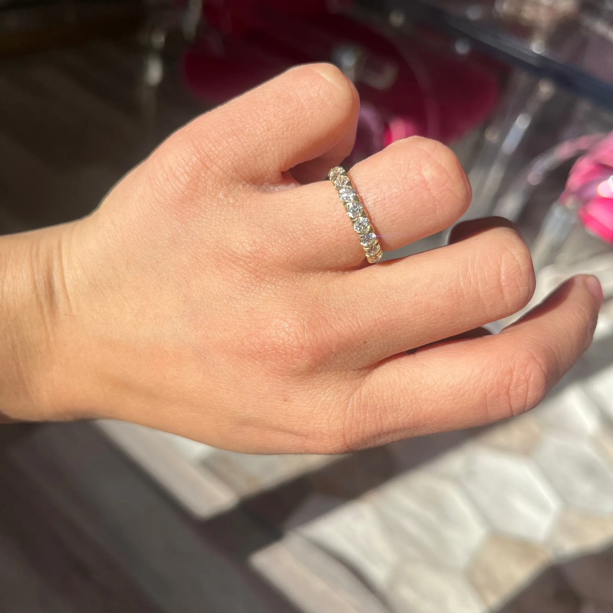 1.17ctw Old European Cut Diamond Half-Eternity Yin-Yang Band
