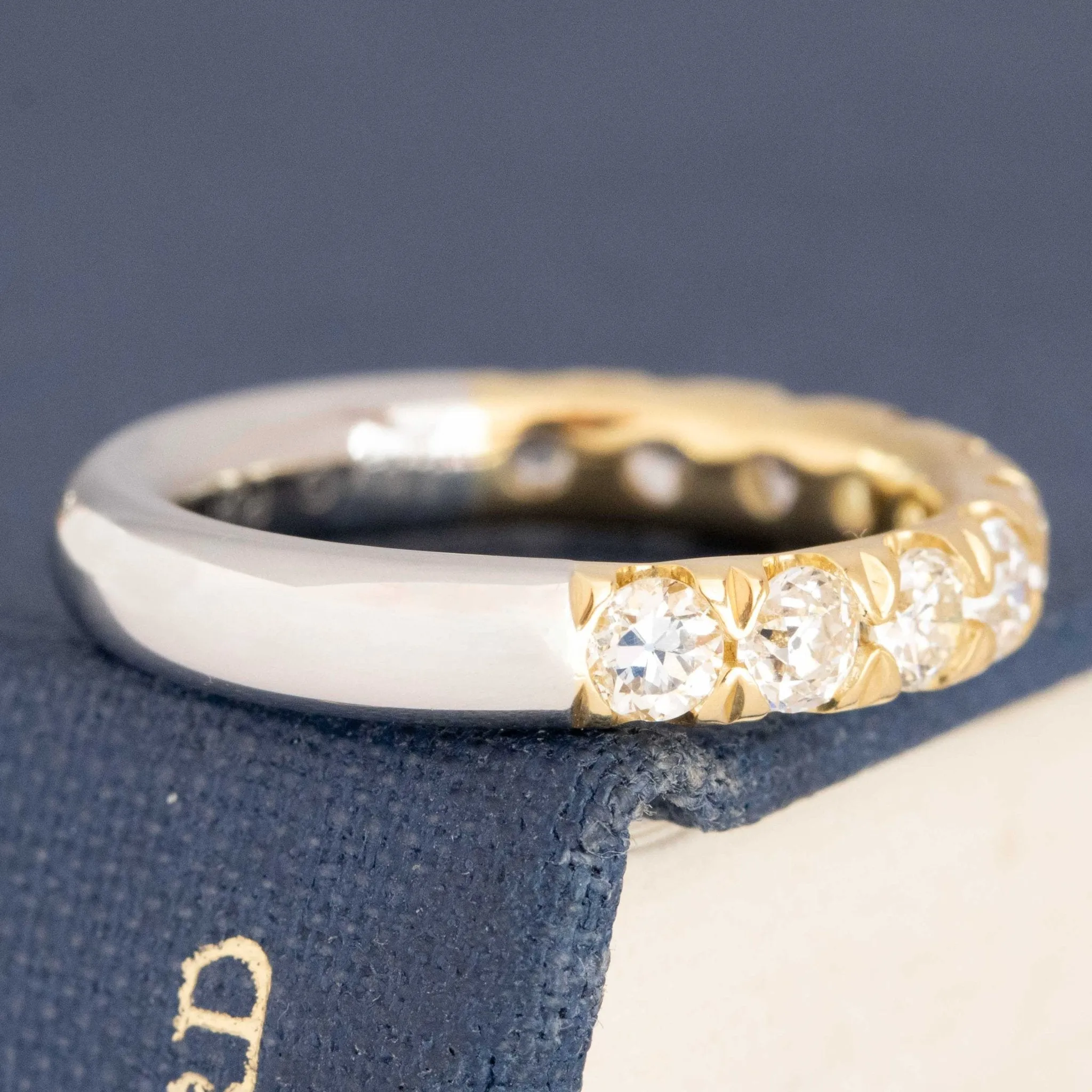 1.17ctw Old European Cut Diamond Half-Eternity Yin-Yang Band