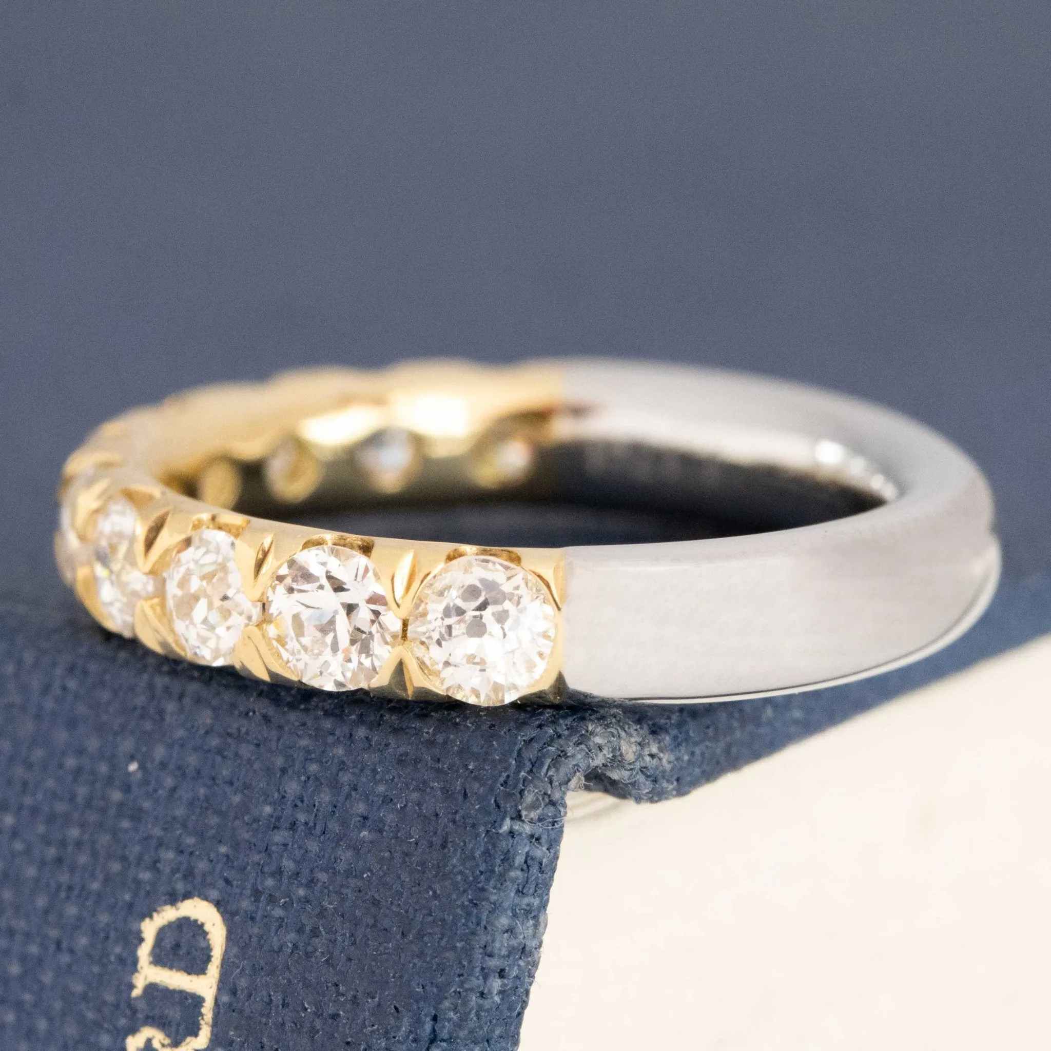 1.17ctw Old European Cut Diamond Half-Eternity Yin-Yang Band