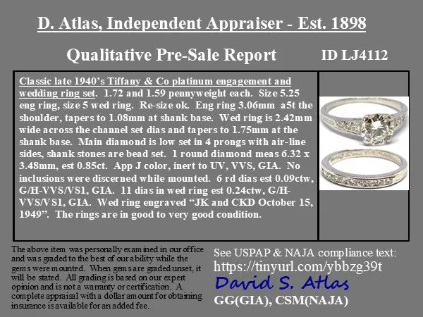 1.18ctw Vintage Round Diamond Wedding Set by Tiffany & Co.