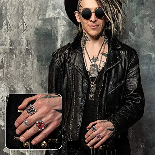 12 Pieces Vintage Punk Rings Set