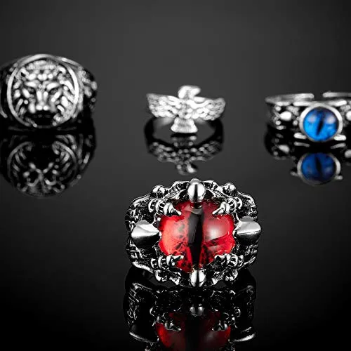 12 Pieces Vintage Punk Rings Set