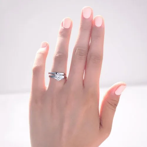 1.25 Carat Created Diamond 2-Pc Ring Set 6 Claws