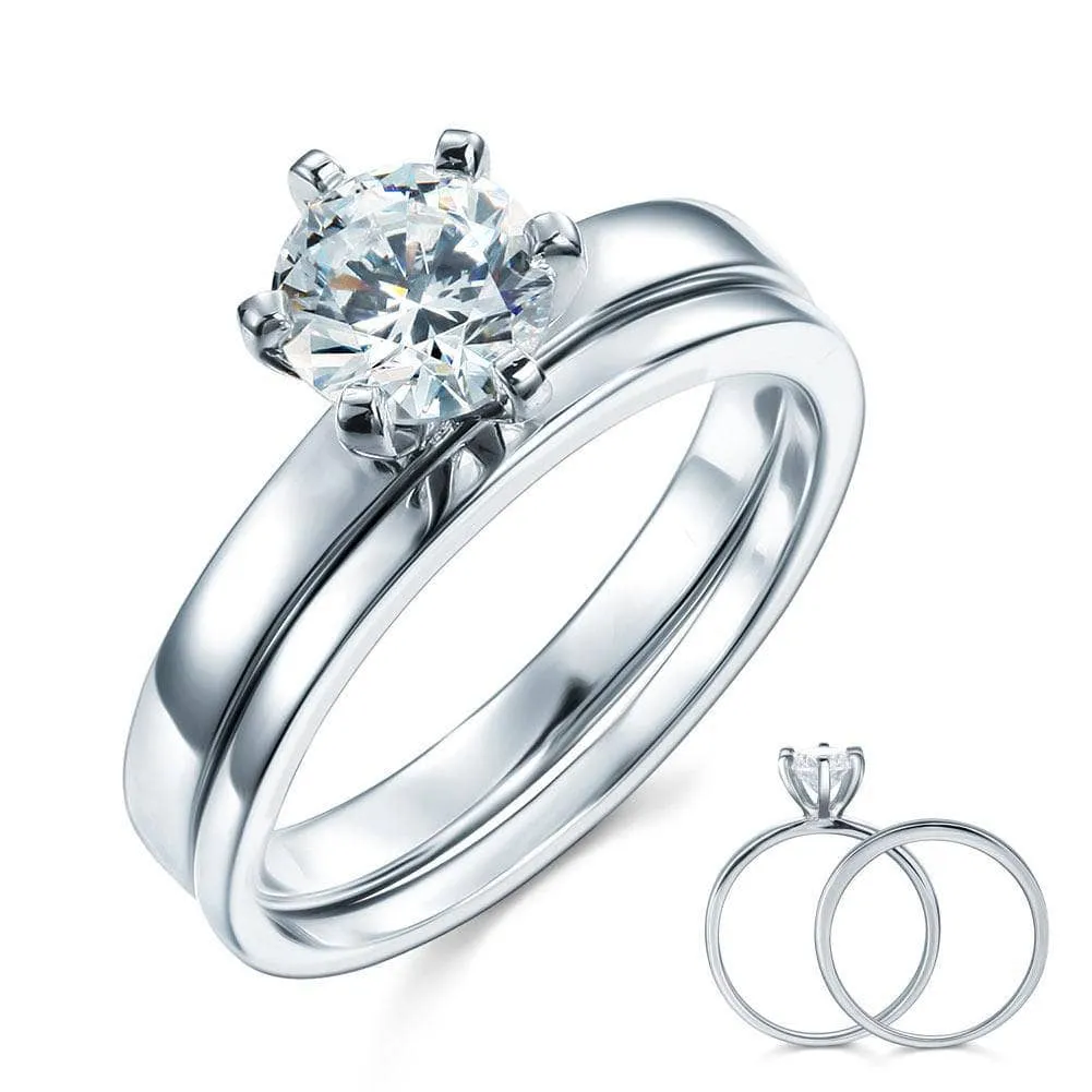 1.25 Carat Created Diamond 2-Pc Ring Set 6 Claws