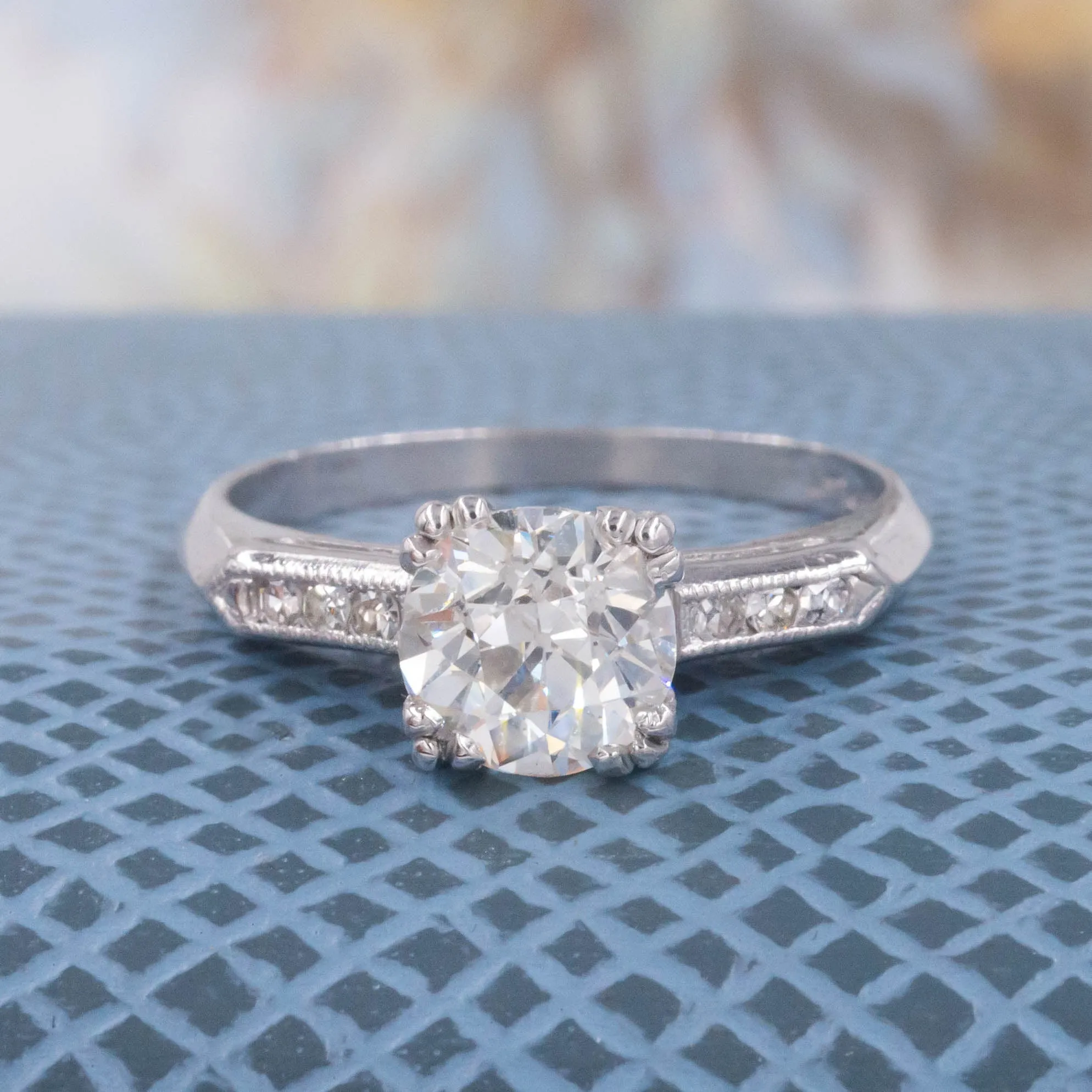 1.28 Carat Old European Diamond Ring c1940
