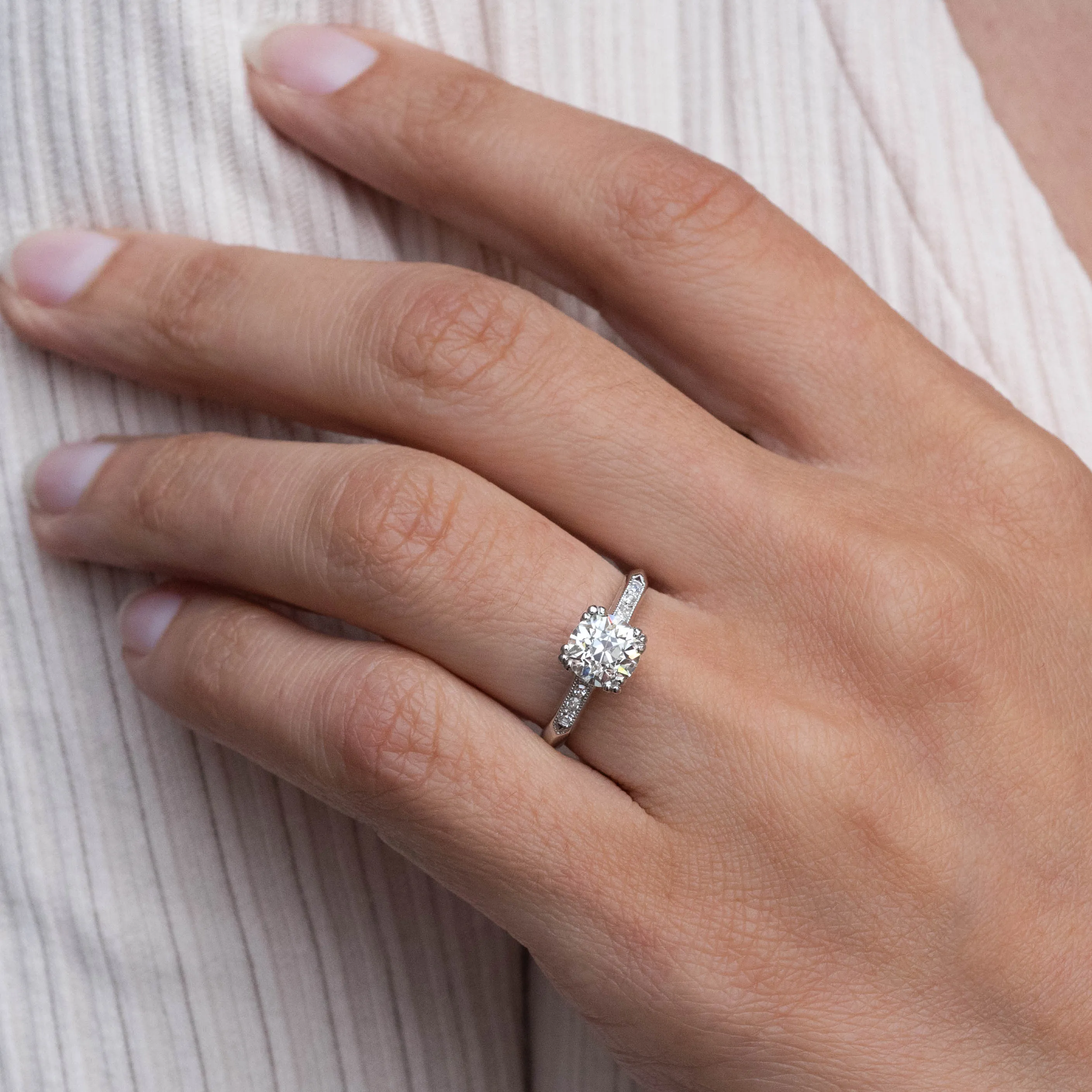 1.28 Carat Old European Diamond Ring c1940