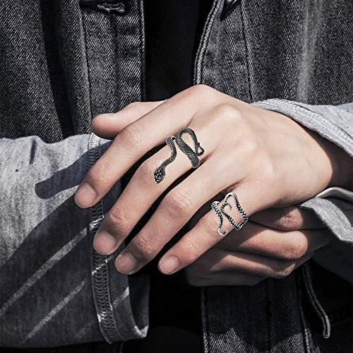 12Pcs Dragon Snake Vintage Punk Rings for Men