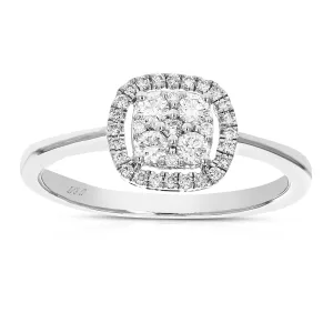 1/3 cttw Cushion Lab Grown Diamond Engagement Rings in Silver