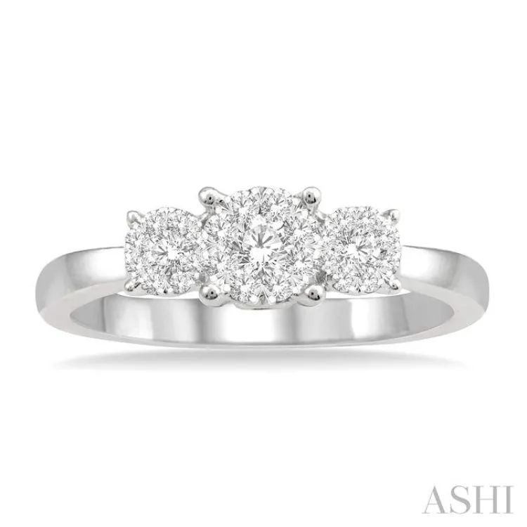 1/3 Ctw Lovebright Round Cut Diamond Ring in 14K White Gold
