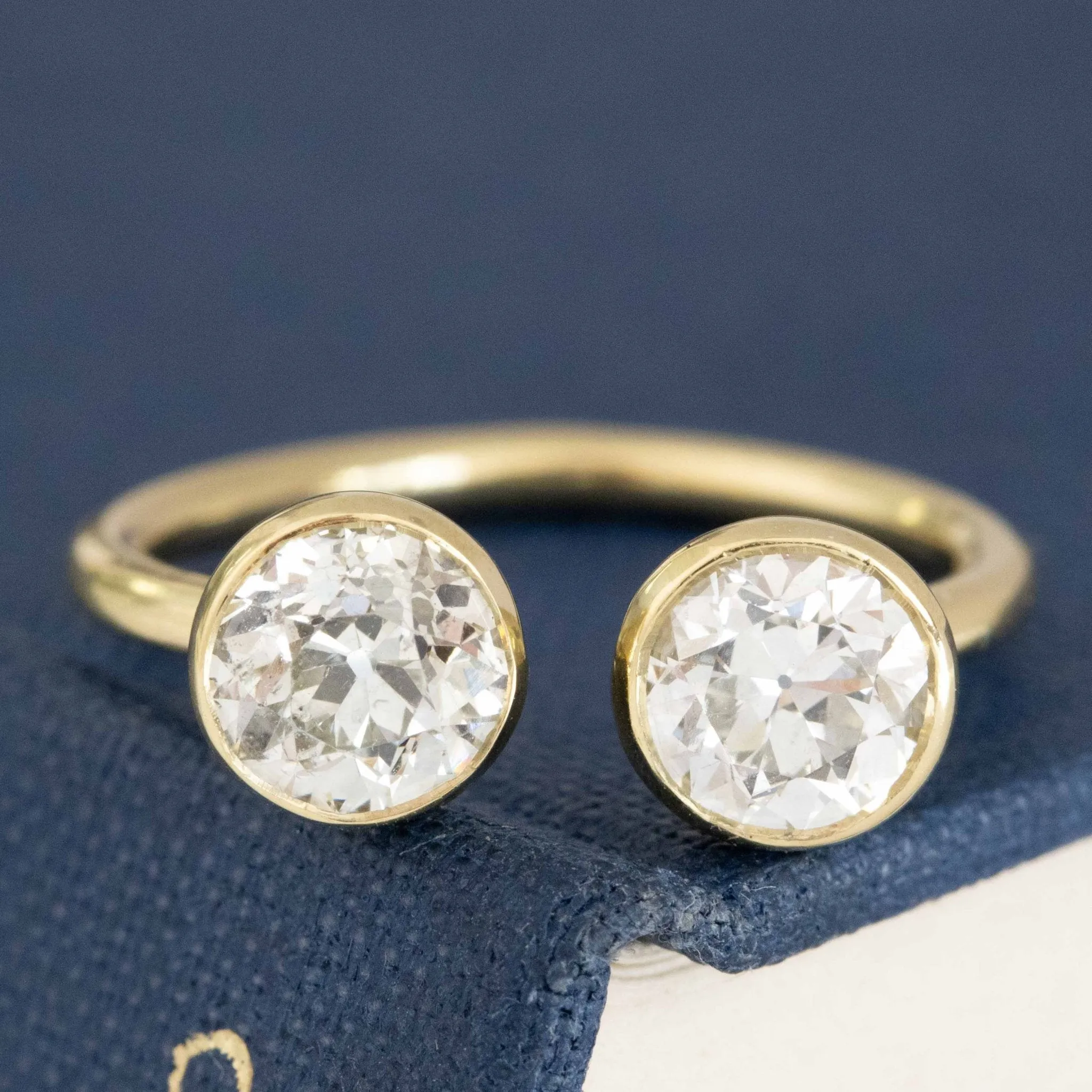 1.45ctw Old European Cut Diamond Toi et Moi Ring