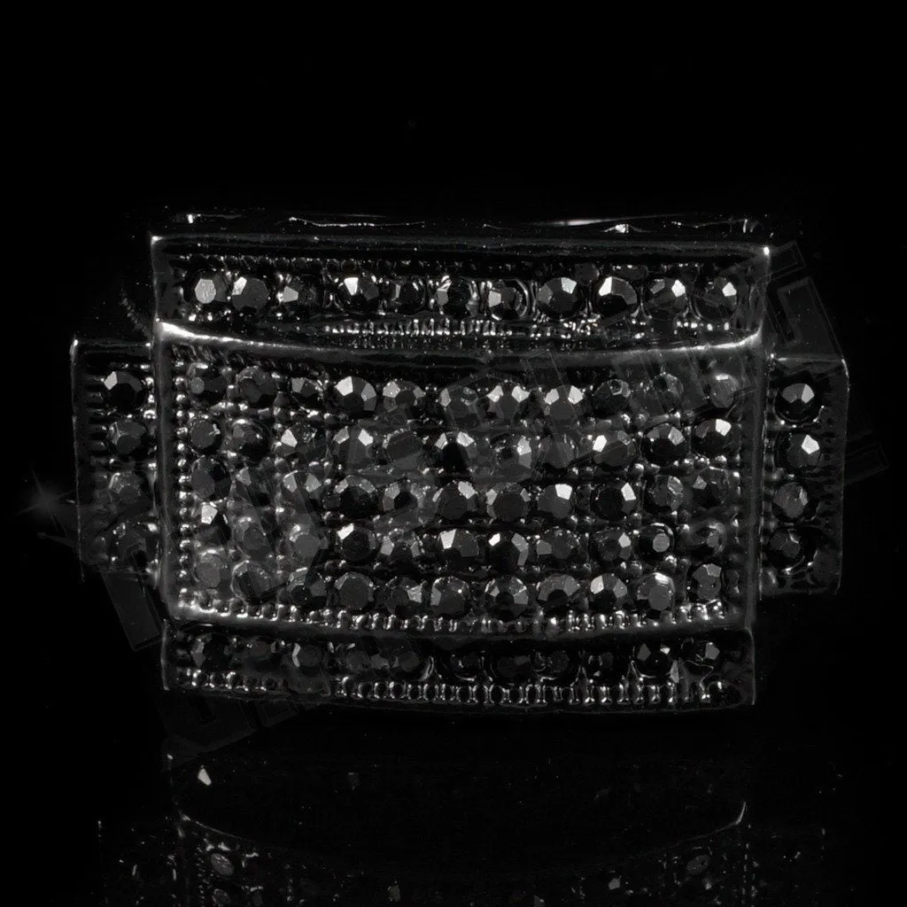 14k Black Gold Iced Rectangular Pinky Ring