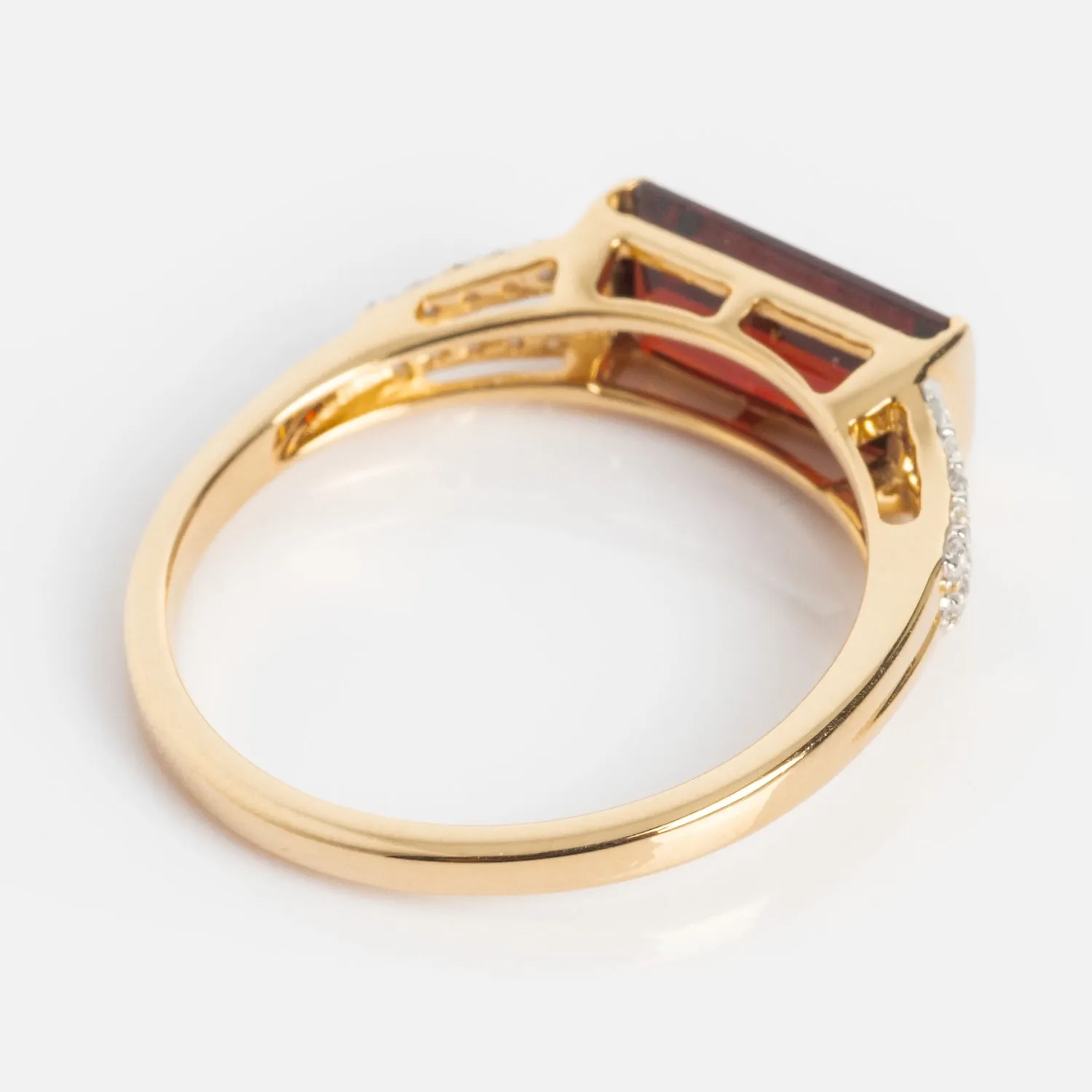 14k Gilded Garnet East West Baguette Ring