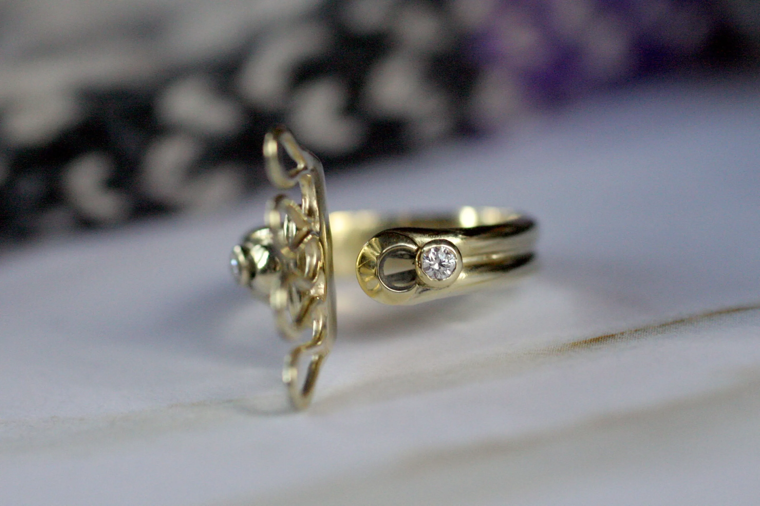 14k Gold and Diamond Knitting Ring