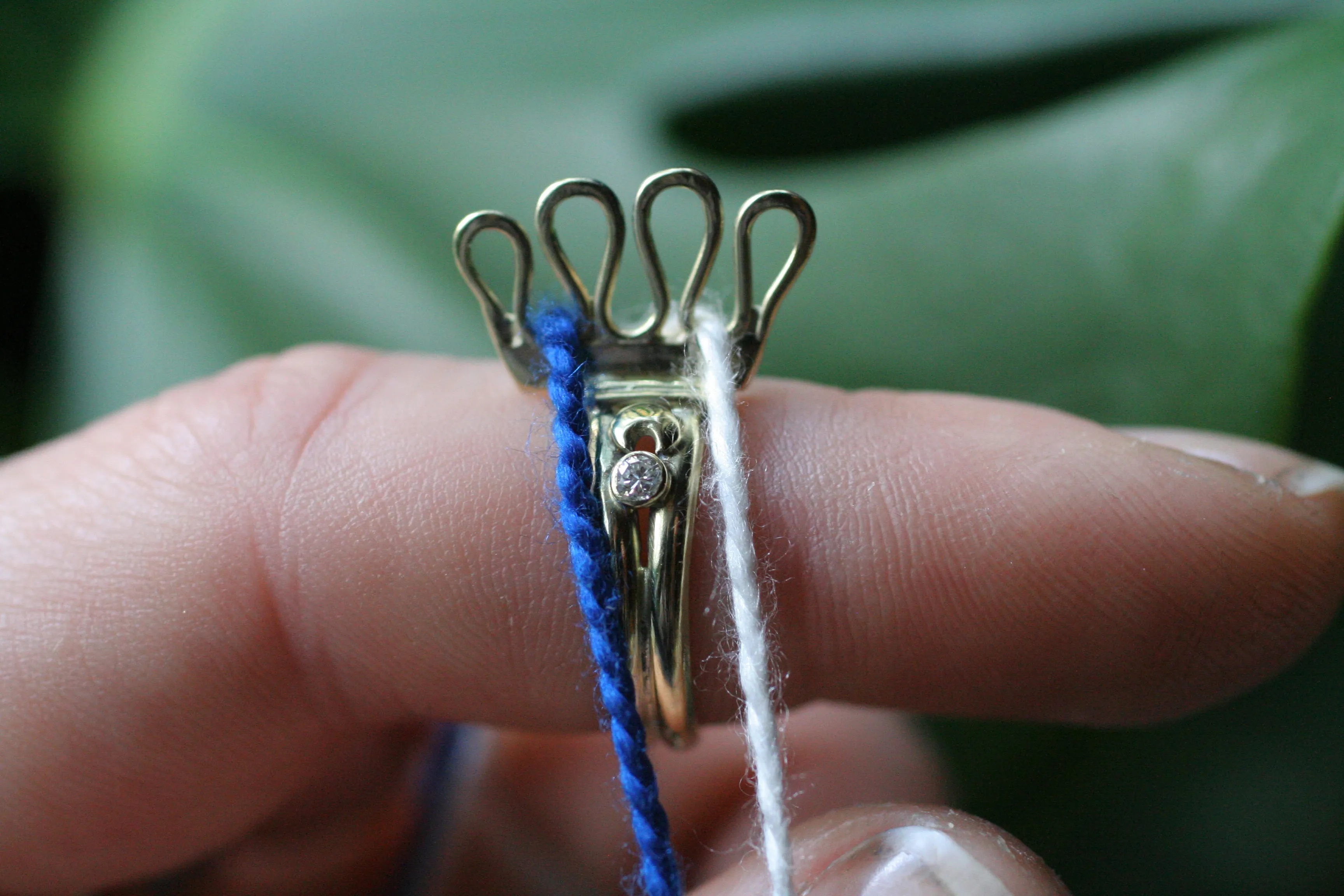 14k Gold and Diamond Knitting Ring