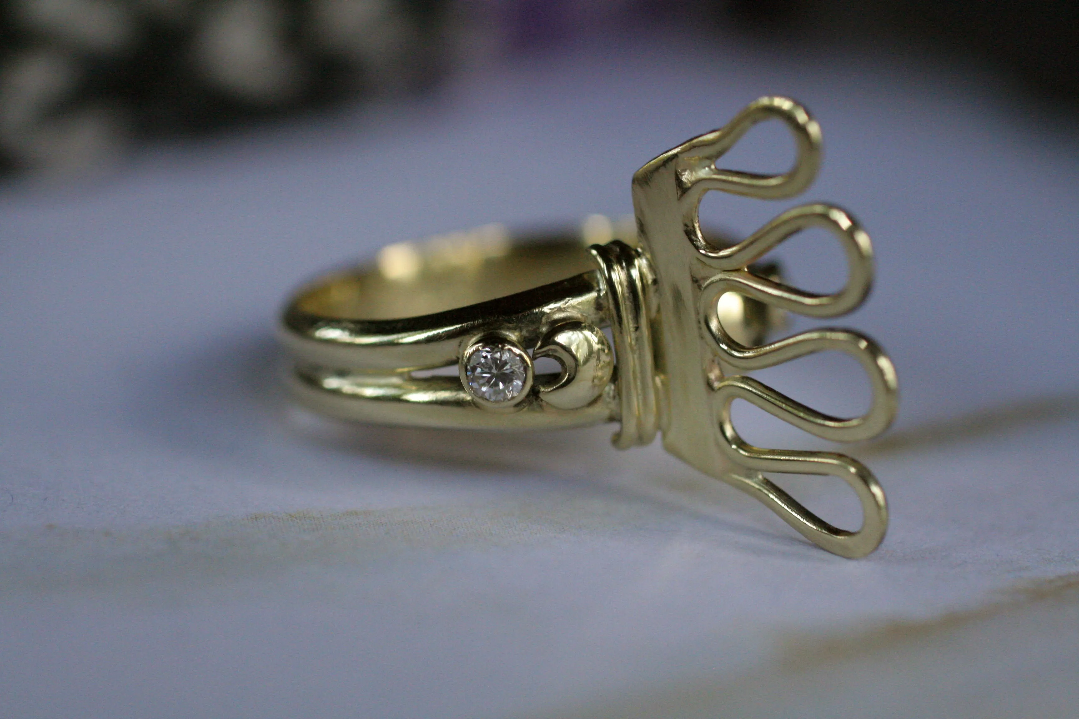 14k Gold and Diamond Knitting Ring