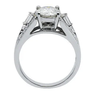 14k Solid White Gold Diamond Engagement Ring