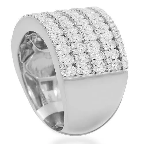 14K Solid White Gold Womens Diamond Cocktail Ring 2.09 Ctw