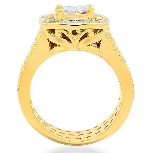 14K Solid Yellow Gold Mens Custom Diamond Ring 8.00 Ctw