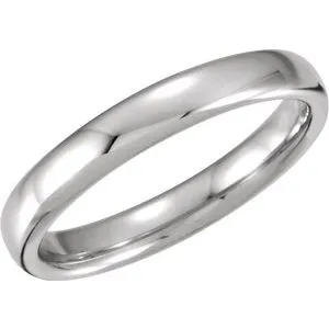 14K White 3.5 mm European Half Round Band Size 6