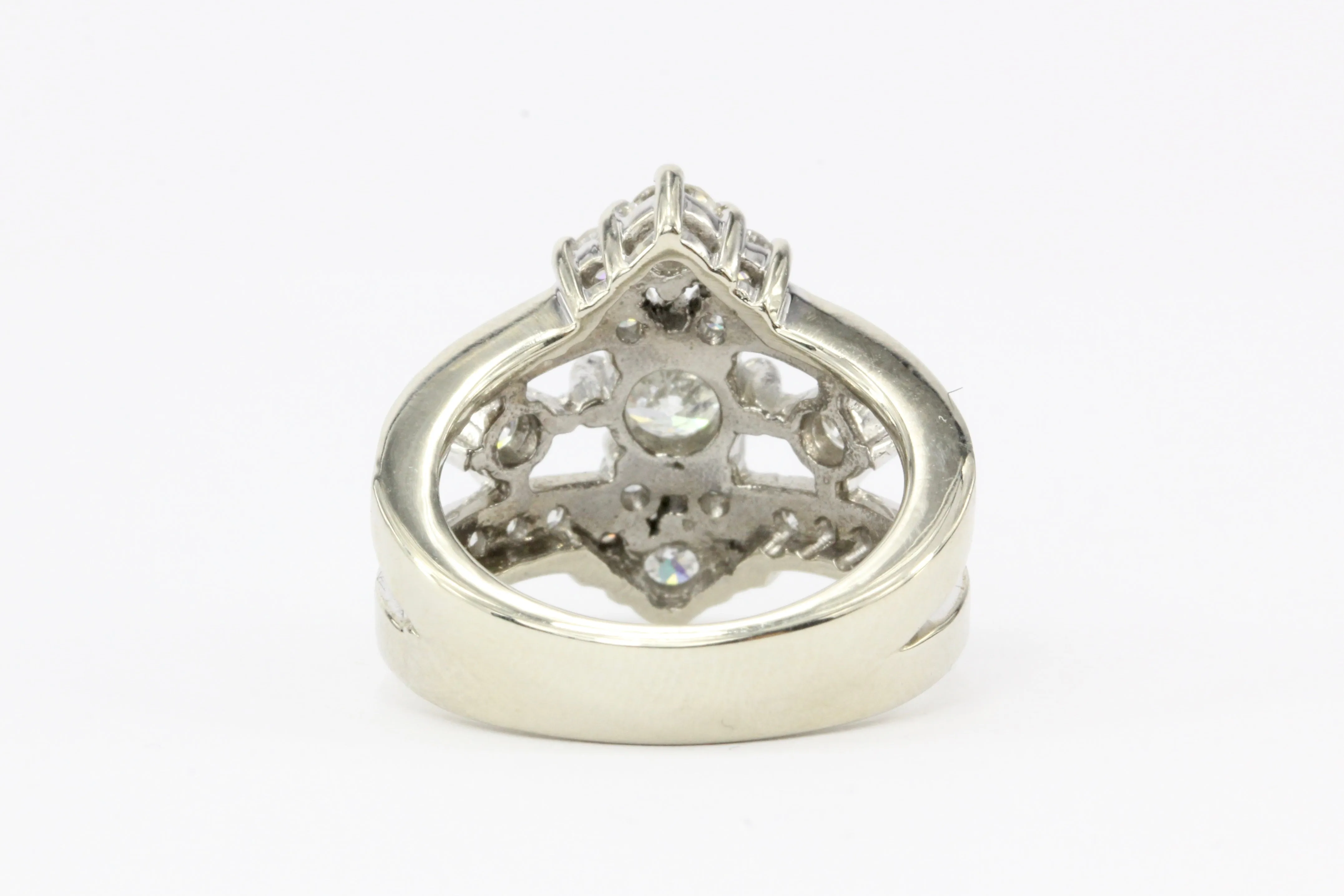 14K White Gold .42 CTR Old European Cut Diamond 1.12 CTW Diamond Ring