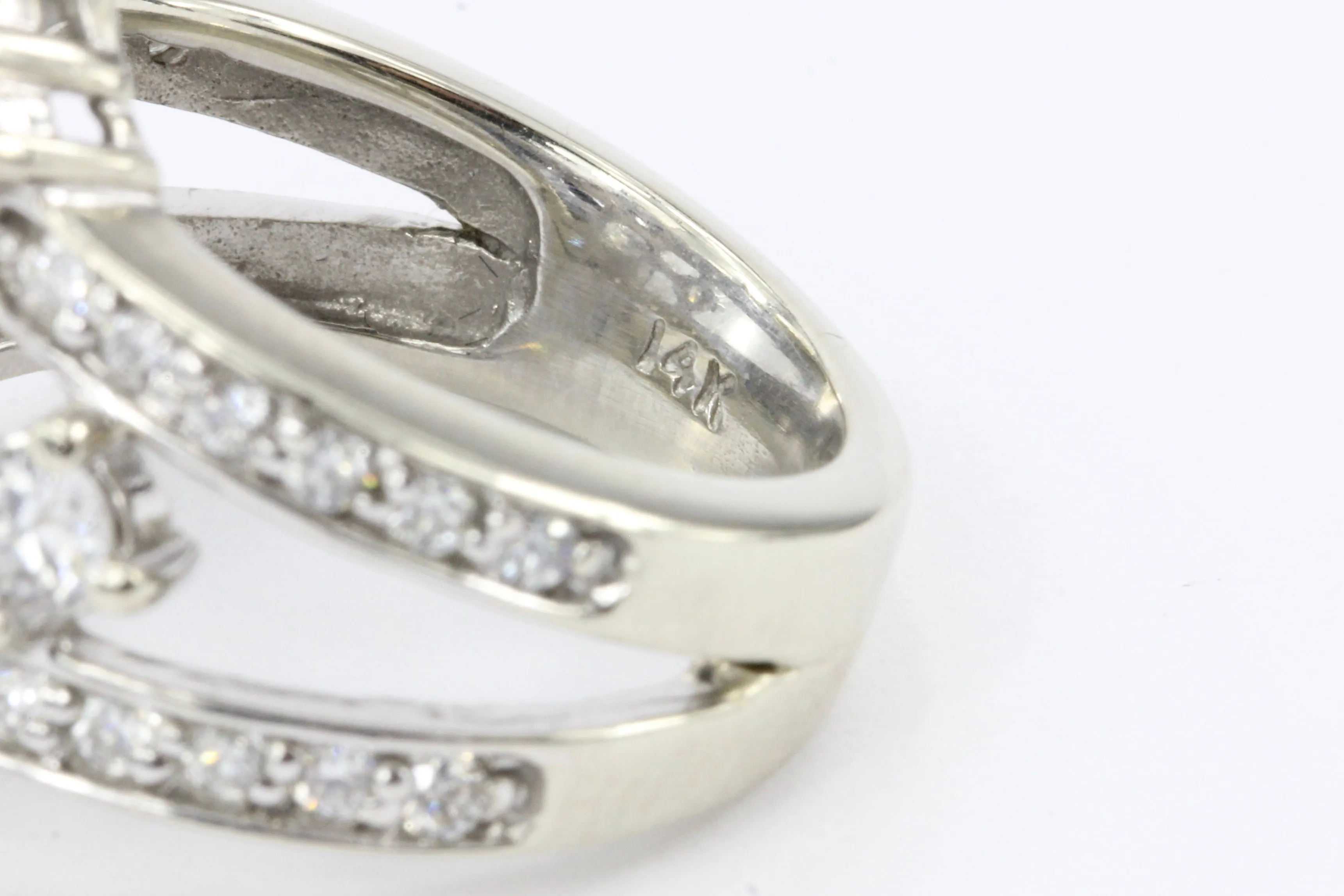 14K White Gold .42 CTR Old European Cut Diamond 1.12 CTW Diamond Ring