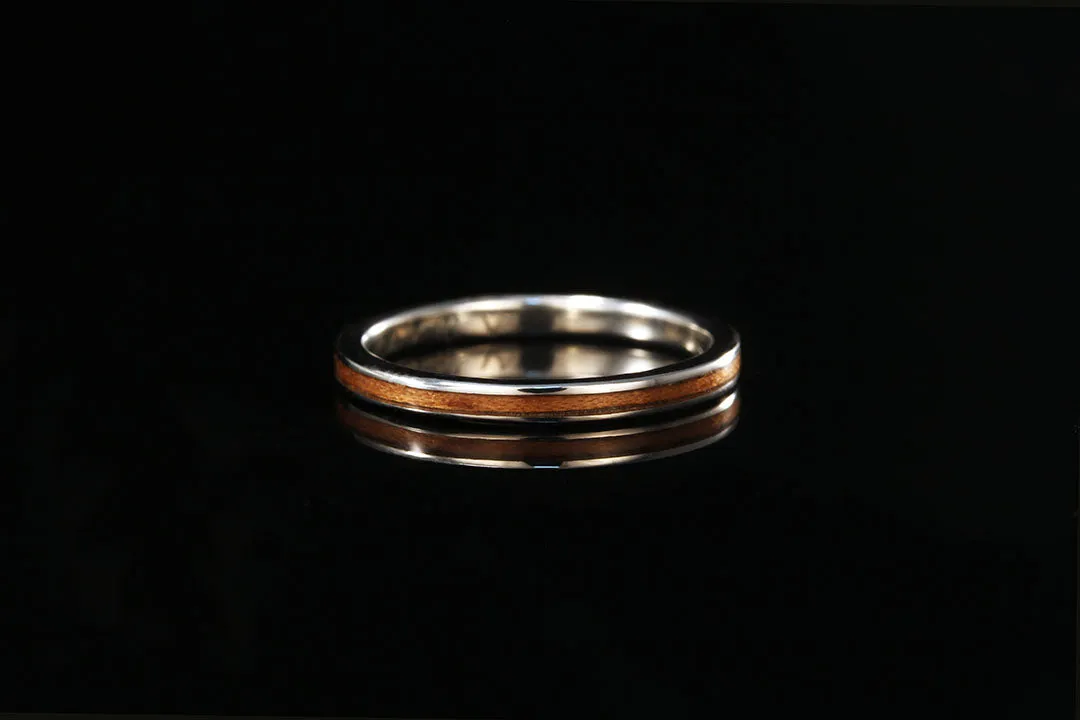 14K WHITE GOLD CHERRY WOOD RING