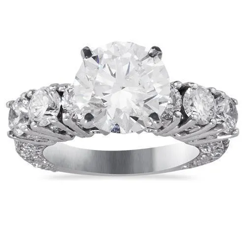 14k White Gold Diamond Engagement Ring 4.61 Ctw