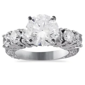 14k White Gold Diamond Engagement Ring 4.61 Ctw