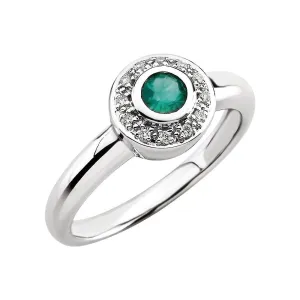 14k White Gold Emerald & .06 CTW Diamond Ring, Size 6