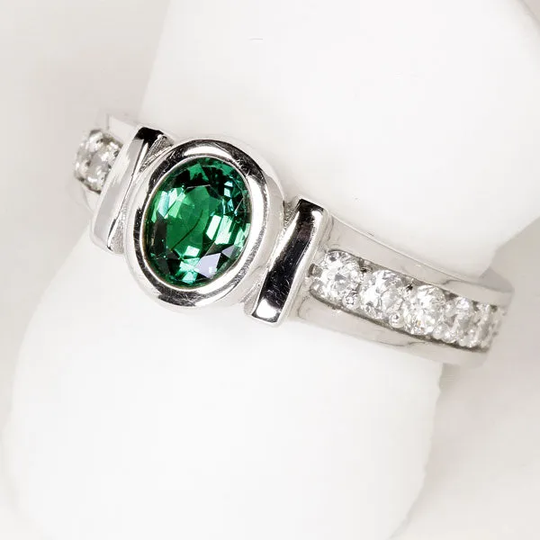 14K White Gold Emerald Ring .56 Carat