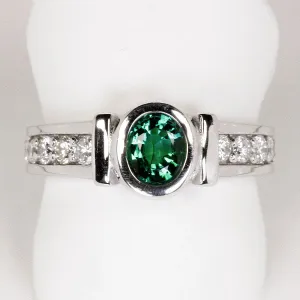 14K White Gold Emerald Ring .56 Carat
