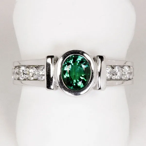 14K White Gold Emerald Ring .56 Carat