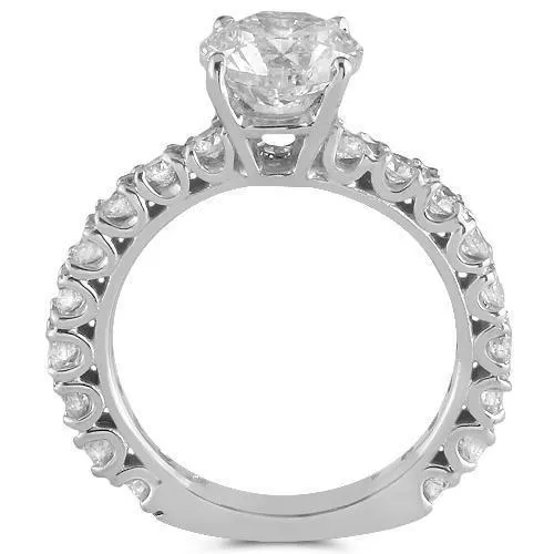 14K White Solid Gold GAI Certified Diamond Engagement Ring 2.79 Ctw