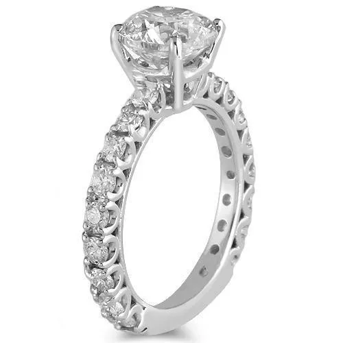14K White Solid Gold GAI Certified Diamond Engagement Ring 2.79 Ctw