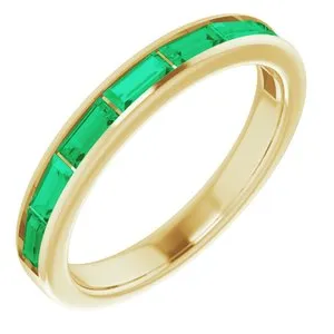 14K Yellow Chatham® Created Emerald Ring