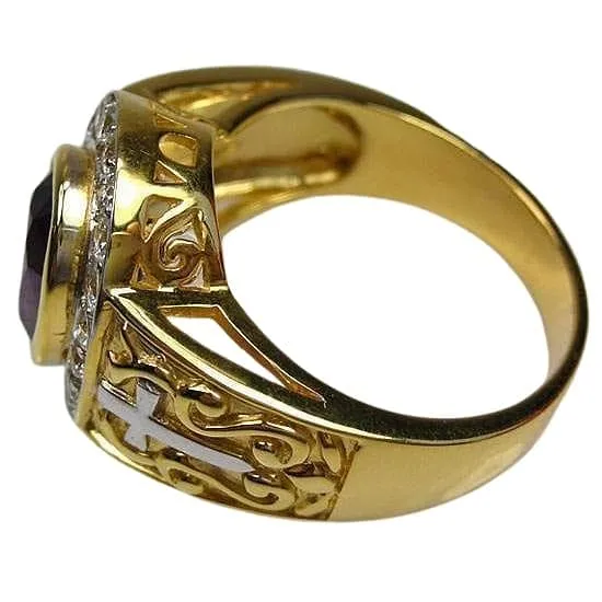 14K Yellow Gold Natural Amethyst Bishop Ring