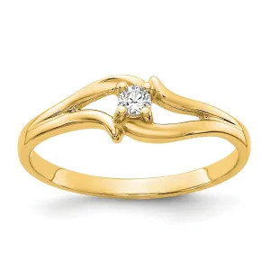 14k Yellow Gold Polished Diamond Ring