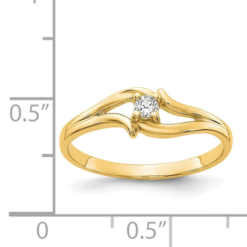 14k Yellow Gold Polished Diamond Ring