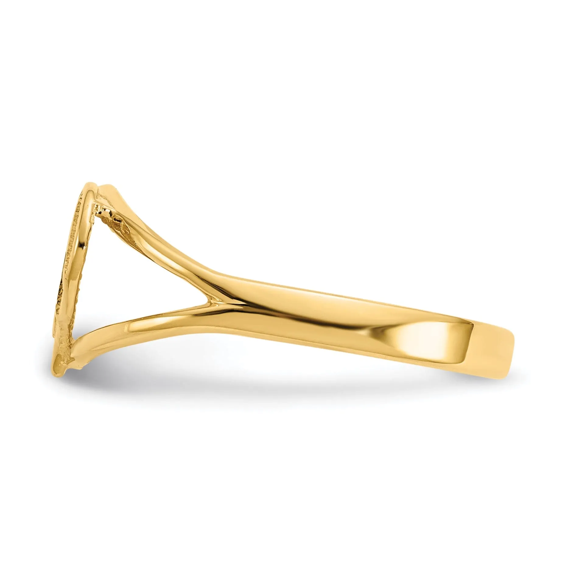 14k Yellow Gold Polished 'Mom' Heart Ring
