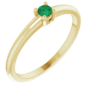14K Yellow Natural Emerald Ring