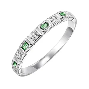 14KT White Gold & Diamond Classic Book Stackable Fashion Ring  - 1/10 ctw