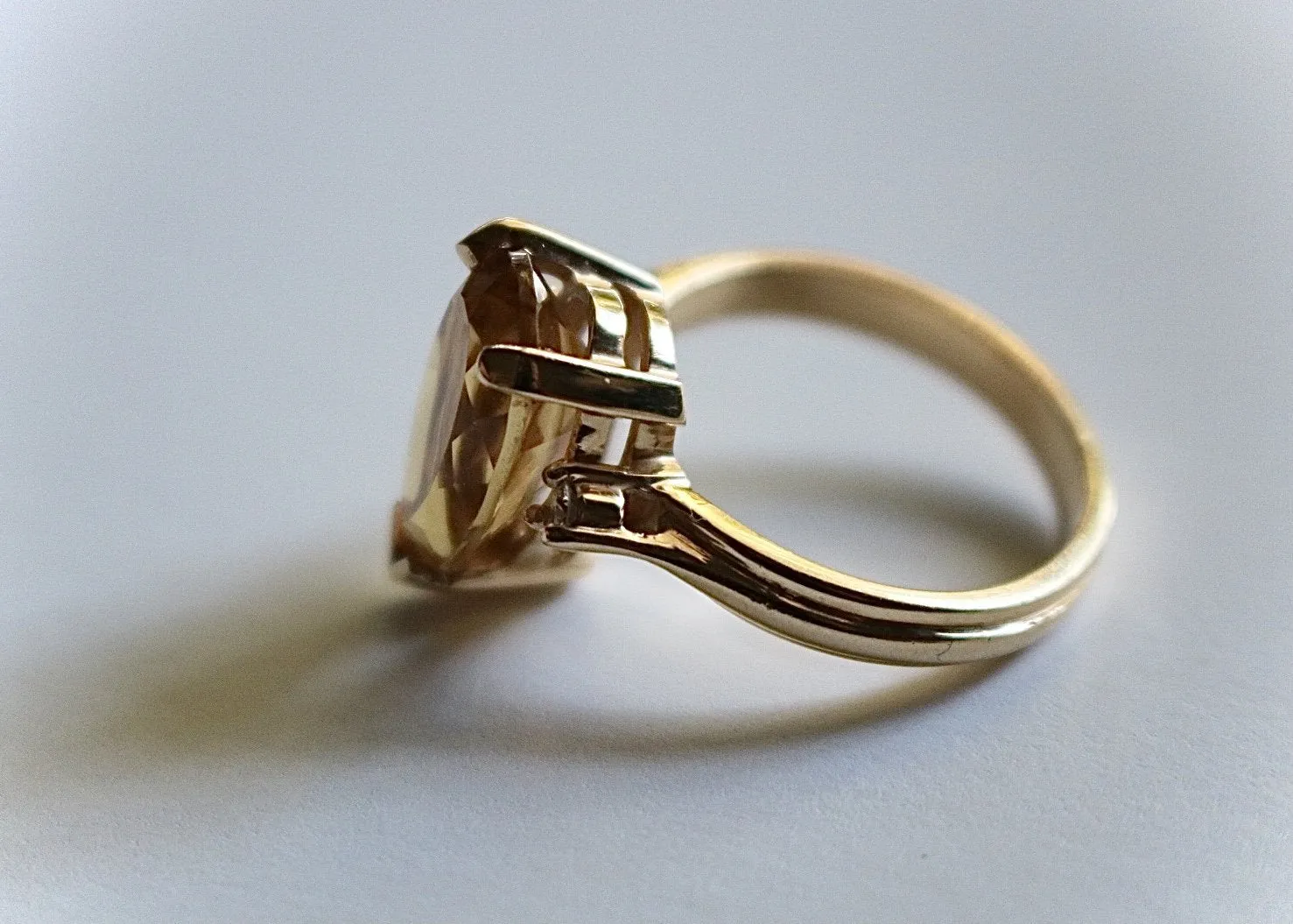 14kt Yellow Gold Citrine and Diamond Ring with Gold Tip