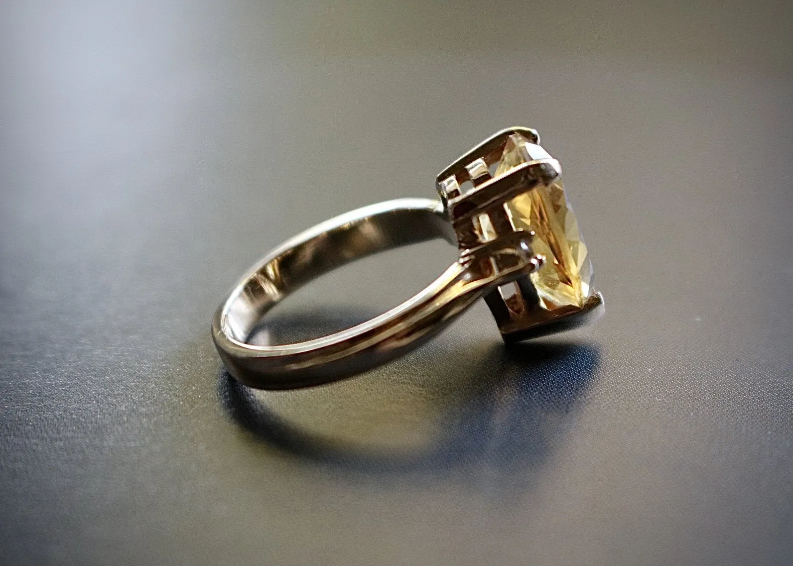 14kt Yellow Gold Citrine and Diamond Ring with Gold Tip