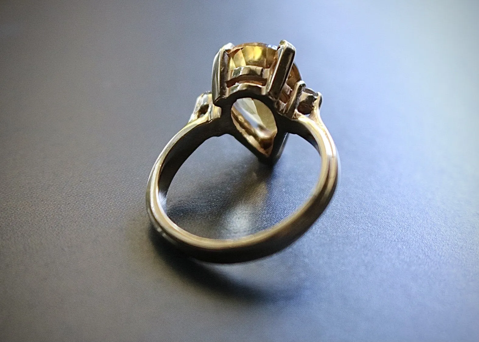14kt Yellow Gold Citrine and Diamond Ring with Gold Tip