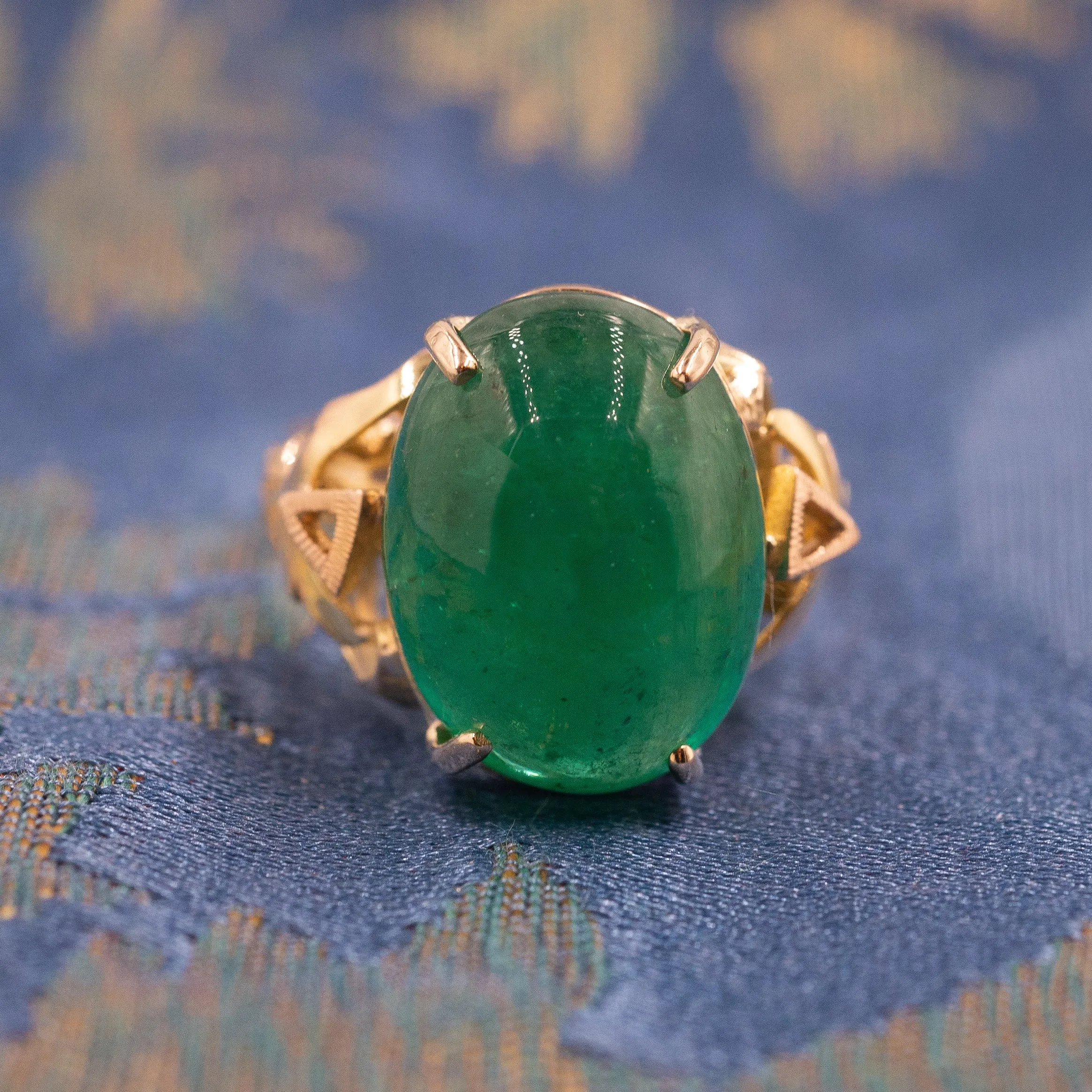 15 Carat Colombian Emerald Cabochon Ring c. 1950s