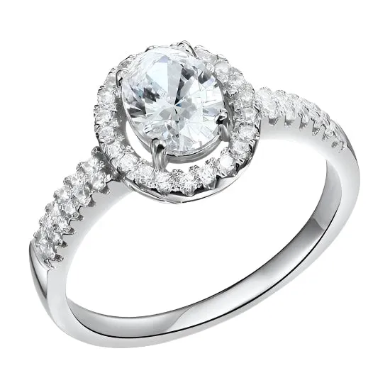 1.5 Ct Oval-cut Diamond with Halo Engagement Ring